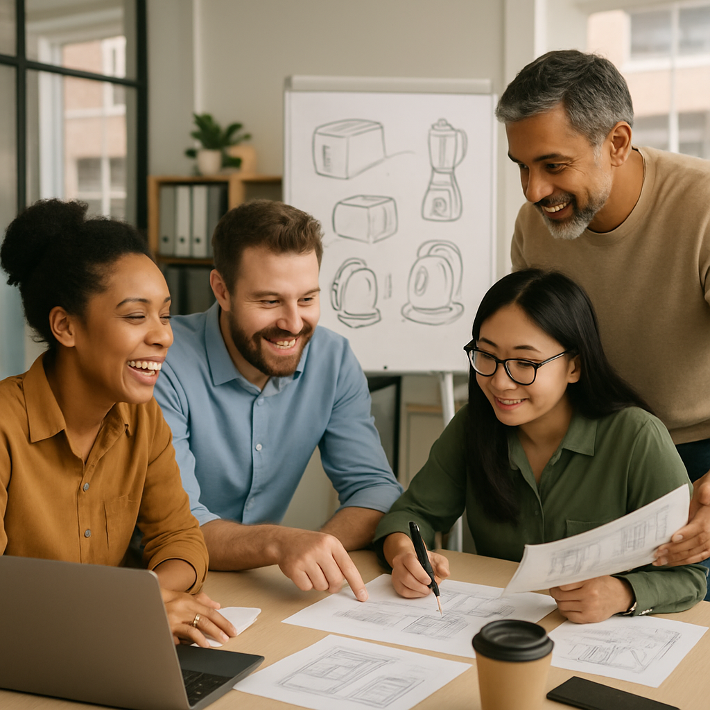 Team working together in an office environment
